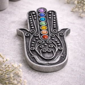 Figura Decorativa Mano de la Suerte con Chakras