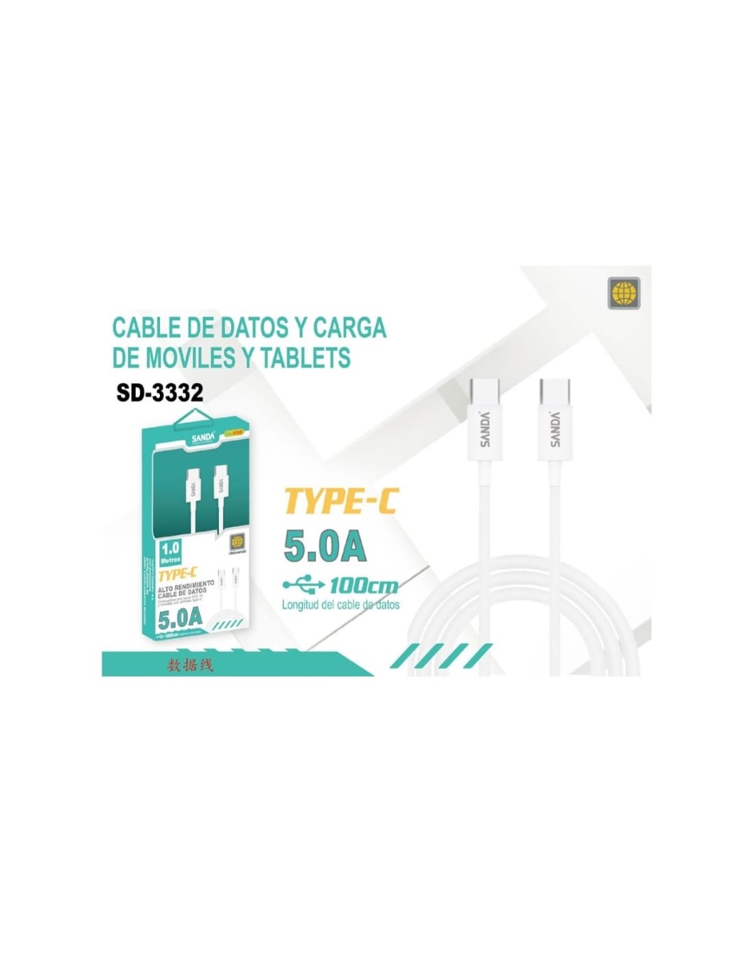 Cable USB Tipo C 5.0A – Carga y datos (1 m)