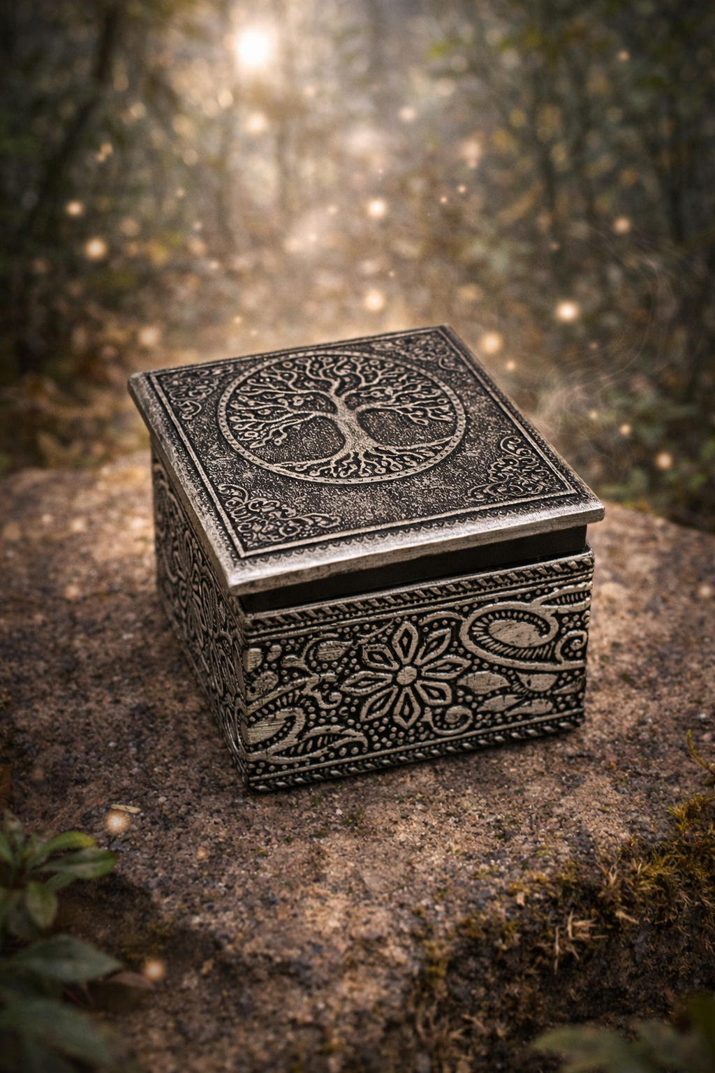 Caja decorativa MDF Árbol de la Vida – 5×5 cm