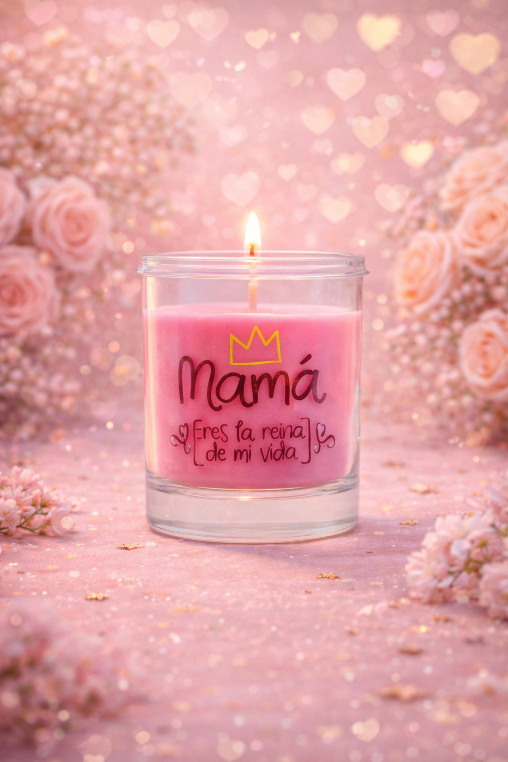Vela aromatizada “Mamá, eres la reina de mi vida” – Detalle emotivo y decorativo
