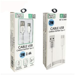 Cable USB Tipo C de 2 metros – Carga rápida 2.4A