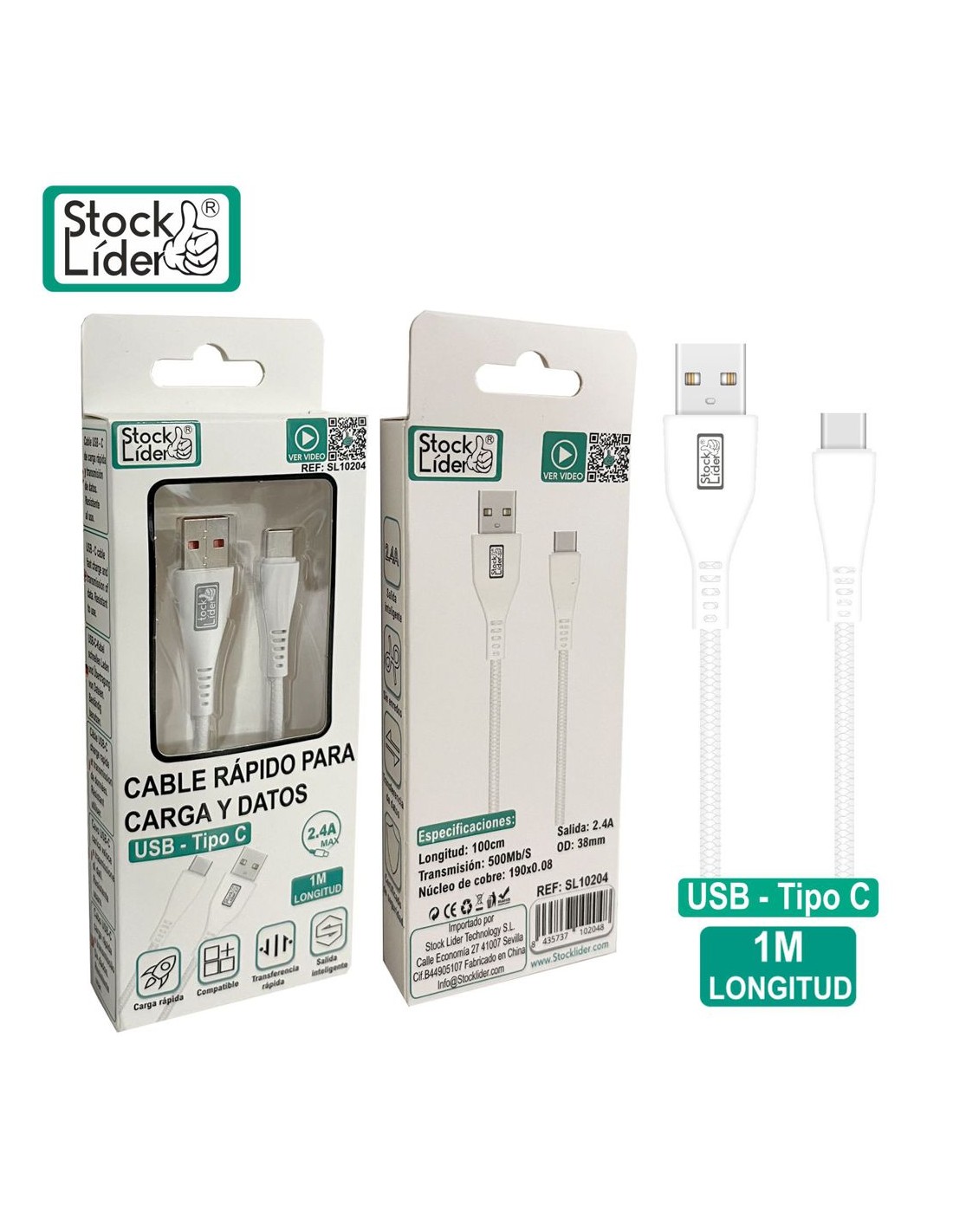 Cable USB Tipo C – Carga rápida y datos (1 m)