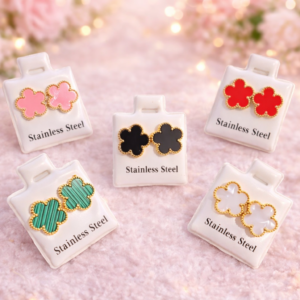 🍀Pendientes trébol acero inoxidable – Colores variados