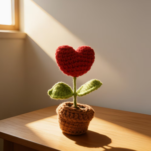 🌹Planta decorativa con corazón tejido