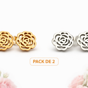 Pack de 2 pendientes rosa acero inoxidable Dorado y plata