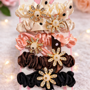 Set de 5 coleteros con charms florales y lazo decorativo