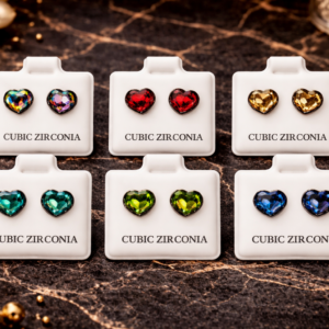 Pendientes corazón de circonita brillante 🤍