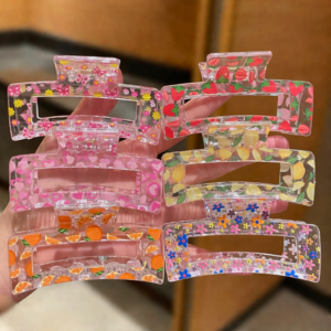 Pinza para el pelo estampada | Pinza grande antideslizante