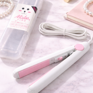 Mini Plancha de Pelo Blanca y Rosa Portátil de Viaje 🤍💖✨