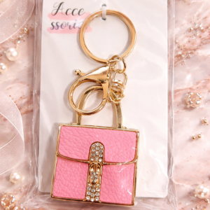 Llavero bolso rosa con pedrería