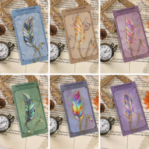 Marcapáginas Metálico Pluma ✨ Diseño Elegante con Cadena