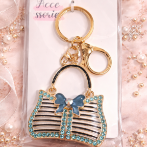 Llavero bolso elegante con strass y lazo