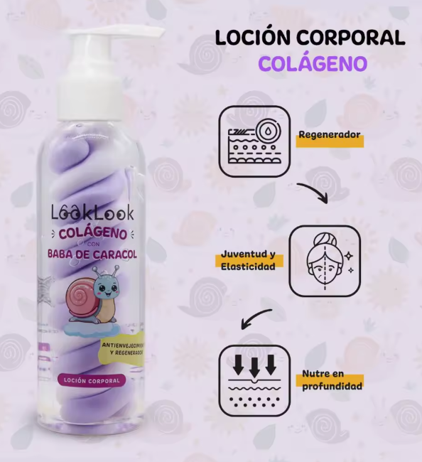 🐌 Loción Corporal Baba de Caracol LookLook (200 ml) - Imagen 3