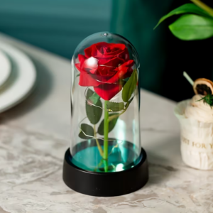 🌹 Rosa eterna en cúpula de cristal con luz LED