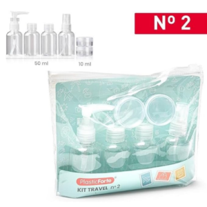 Kit de viaje nº2 – Set de botellas para cosméticos (50 ml / 10 ml)