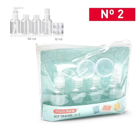 Kit de viaje nº2 – Set de botellas para cosméticos (50 ml / 10 ml)