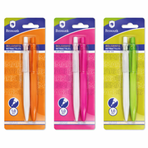 Pack 2 Bolígrafos Retráctiles Bismark – Tinta Azul 1.0 mm