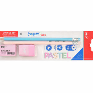 Set de Escritura Pastel MP+ – Lápiz HB + Goma + Borrador