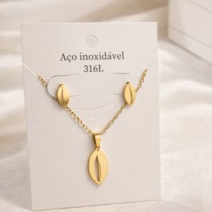 Conjunto “Grano de Café” Dorado 316L