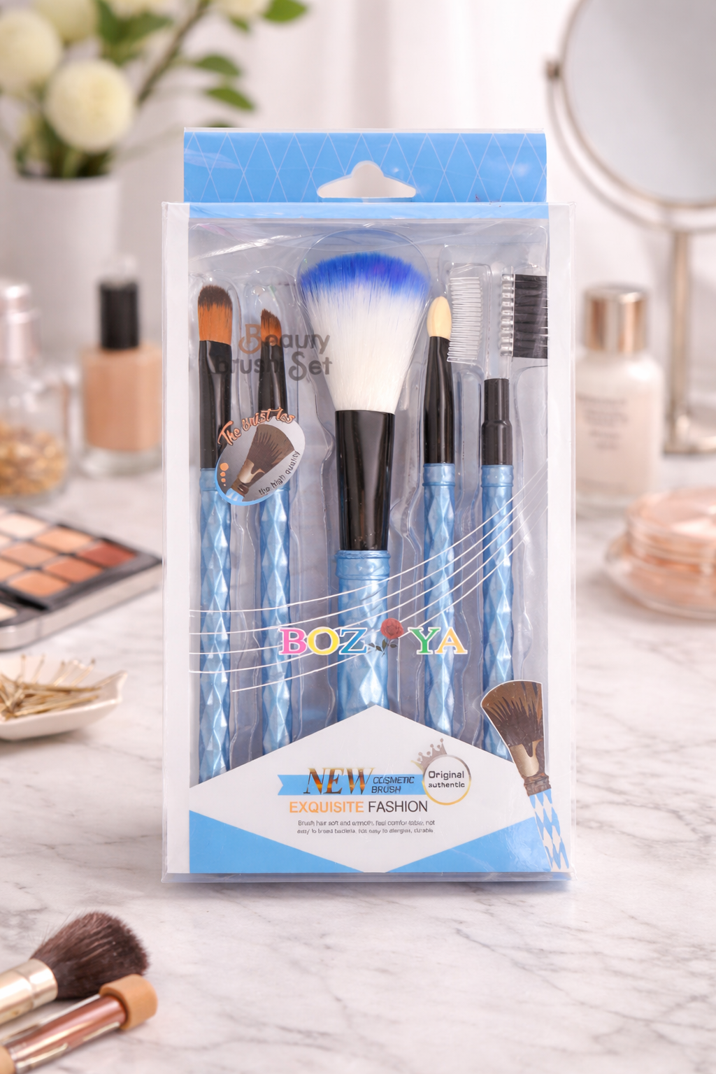✨ Set de Brochas de Maquillaje Azul – Kit Completo Profesional
