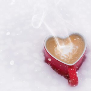 valentine's day, heart, cup, coffee, coffee cup, caffeine, hot coffee, hot drink, nature, hot beverage, heart shape, valentine, love, heart mug, snow, winter, steaming cup, romantic
