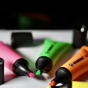 color, highlighter, marker, highlight, office, mark, job, selection, pen, yellow, colorful, workplace, orange, pink, bright, classroom, business, school
