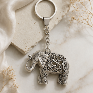 Llavero Elefante Plateado – Amuleto de Suerte Elegante