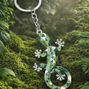 Llavero Gecko Verde con Diseño Mosaico 🦎✨