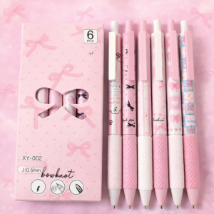 Pack 6 Bolígrafos Lazos 🎀 Diseño Rosa Cute