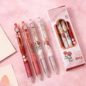 Pack 4 Bolígrafos con Rosas ✨ Diseño Floral Elegante
