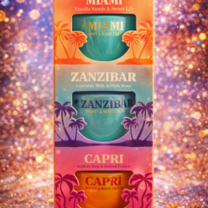 Set de cremas corporales tropicales – Miami, Zanzibar & Capri 🌴