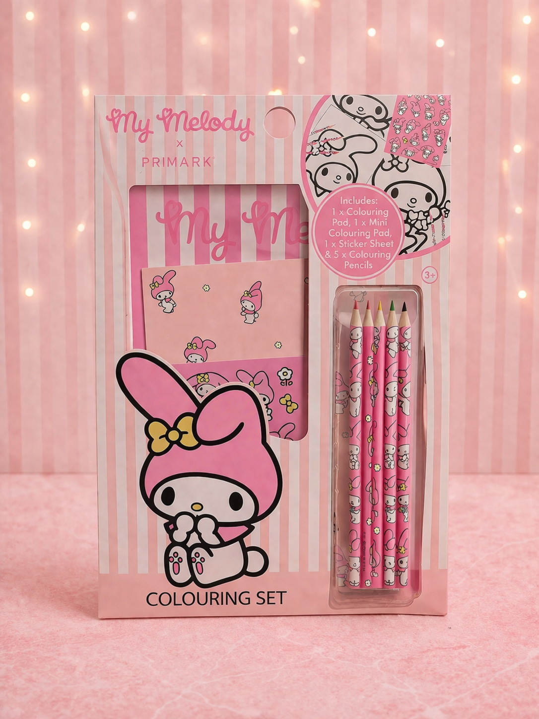 Set de colorear My Melody kawaii con lápices y pegatinas