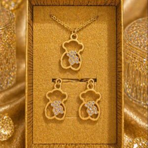 Conjunto Collar y Pendientes Osito Dorado ✨ – Inspiración Tous
