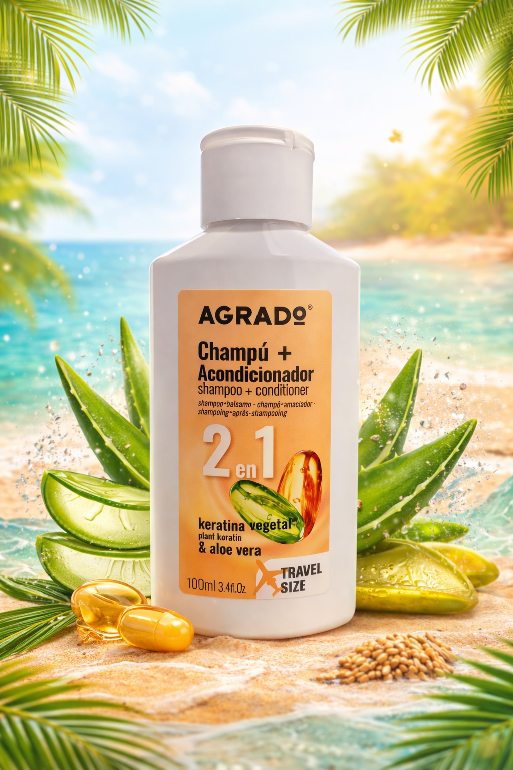 Champú + Acondicionador con Keratina Vegetal y Aloe Vera 100ml