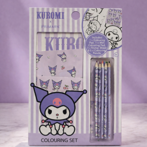 Set de colorear Kuromi kawaii con lápices y pegatinas