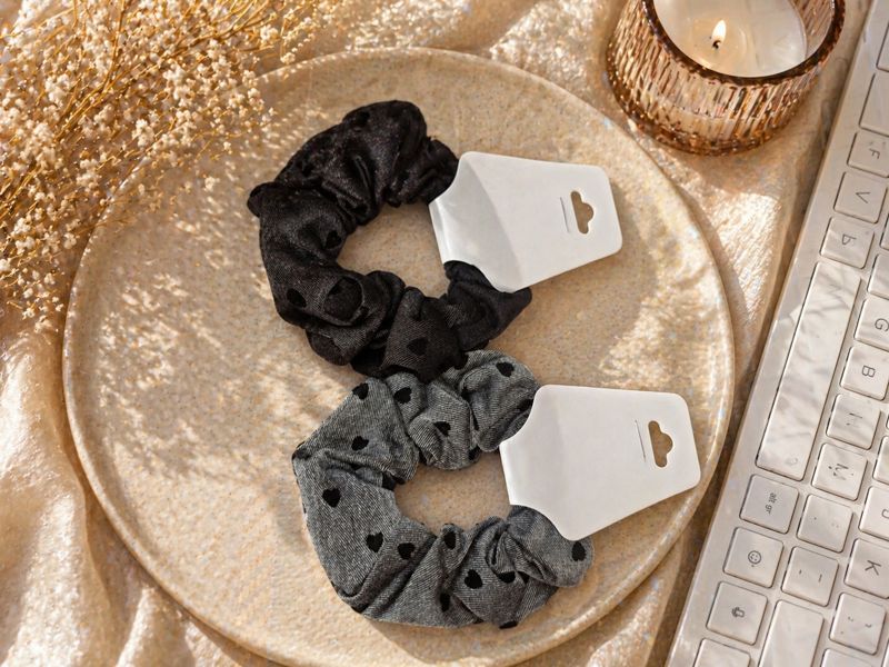 Pack 2 Scrunchies Corazones – Estilo Dulce y Elegante 💖