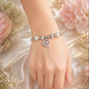 Pulsera Ajustable Plata con Ojo Protector – Elegante y Protectora