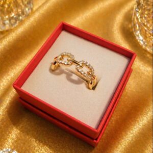 Anillo elegante de eslabones brillantes con circonitas ✨💍
