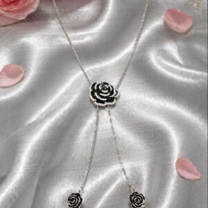 Collar Ajustable Rosa Elegante Plateado 🌹✨