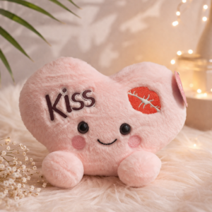 Peluche corazón “Kiss” suave y adorable – Regalo romántico 💕