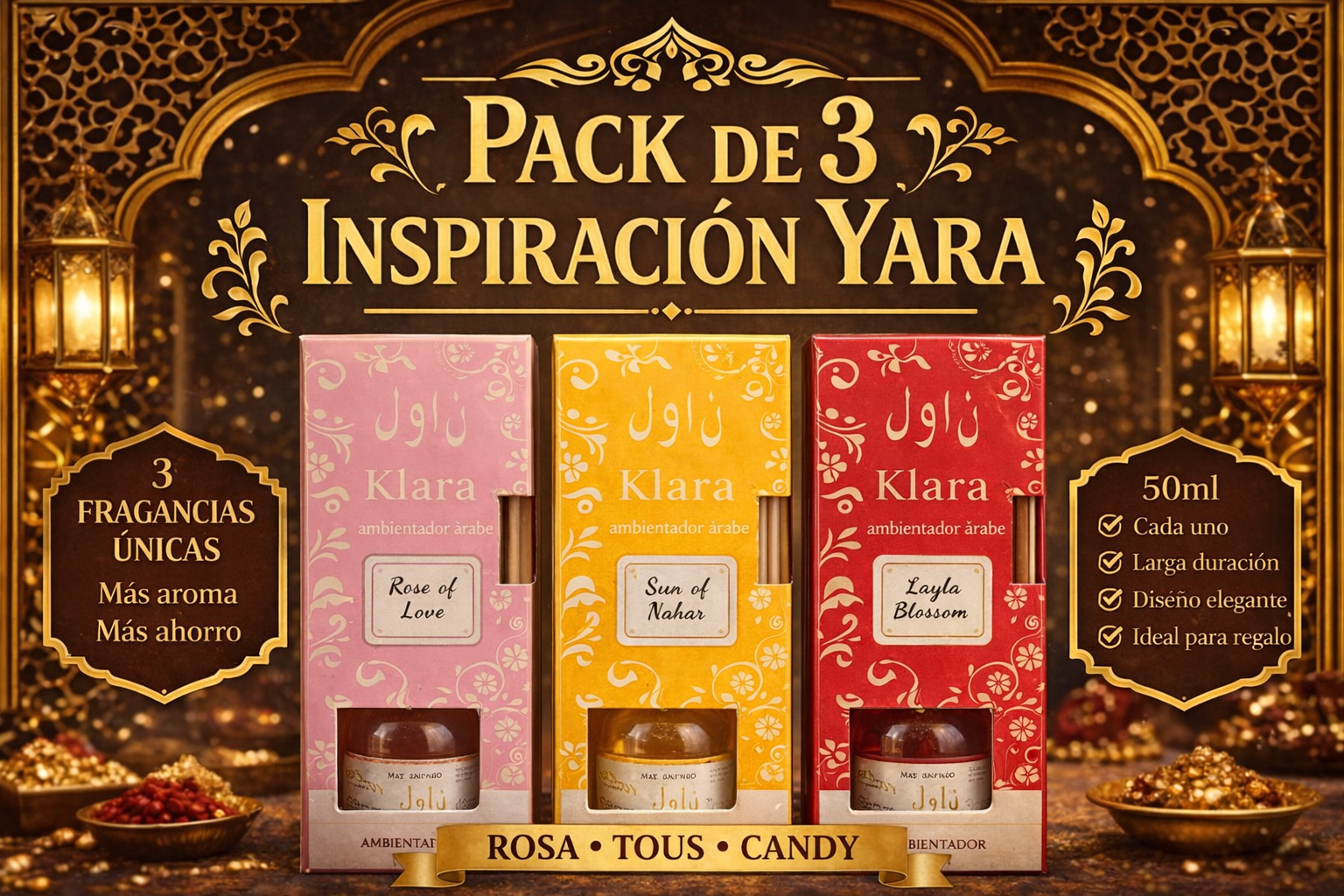 Pack Ambientadores Mikado 50ml – Inspiración Yara
