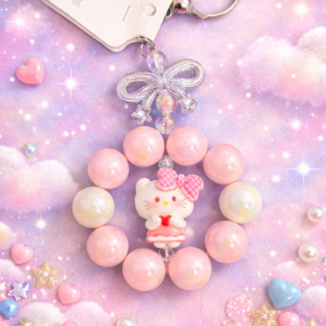 Llavero Kawaii Hello Kitty con cuentas brillantes