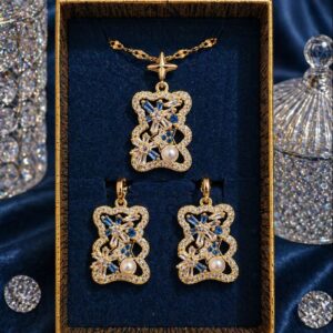 Conjunto Collar y Pendientes Osito Azul ✨ – Inspiración Tous 💙