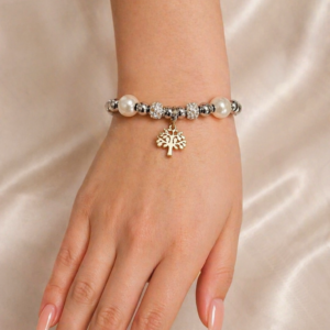 Pulsera Árbol de la Vida Elegante – Perlas y Charm Dorado ✨