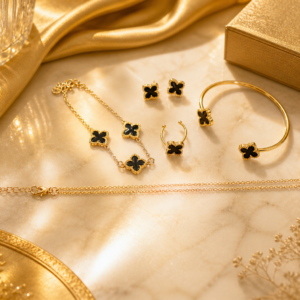 Set Trébol Negro y Dorado – Joyas Fantasía Elegantes 🖤✨