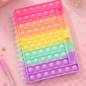 Libreta Pop It Arcoíris A5 con Soporte para Bolígrafo