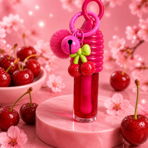 Lip Oil Cereza 🍒 con Llavero – Brillo Hidratante