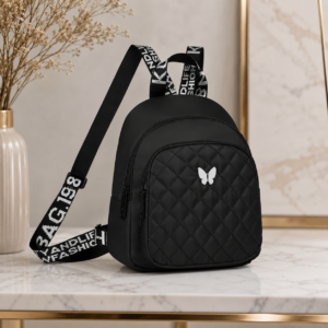 Mochila Negra Acolchada Mariposa Fashion 🖤