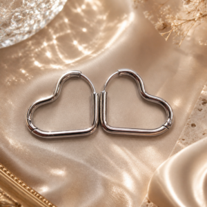 Pendientes de Corazón Acero Inoxidable Plateado