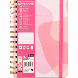 Libreta A5 Rosa Pastel con Espiral Dorada – 180 Hojas 120 GSM